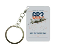 Thumbnail for Hawker Siddeley Harrier GR3 design on light gray designed key chain, double-side print