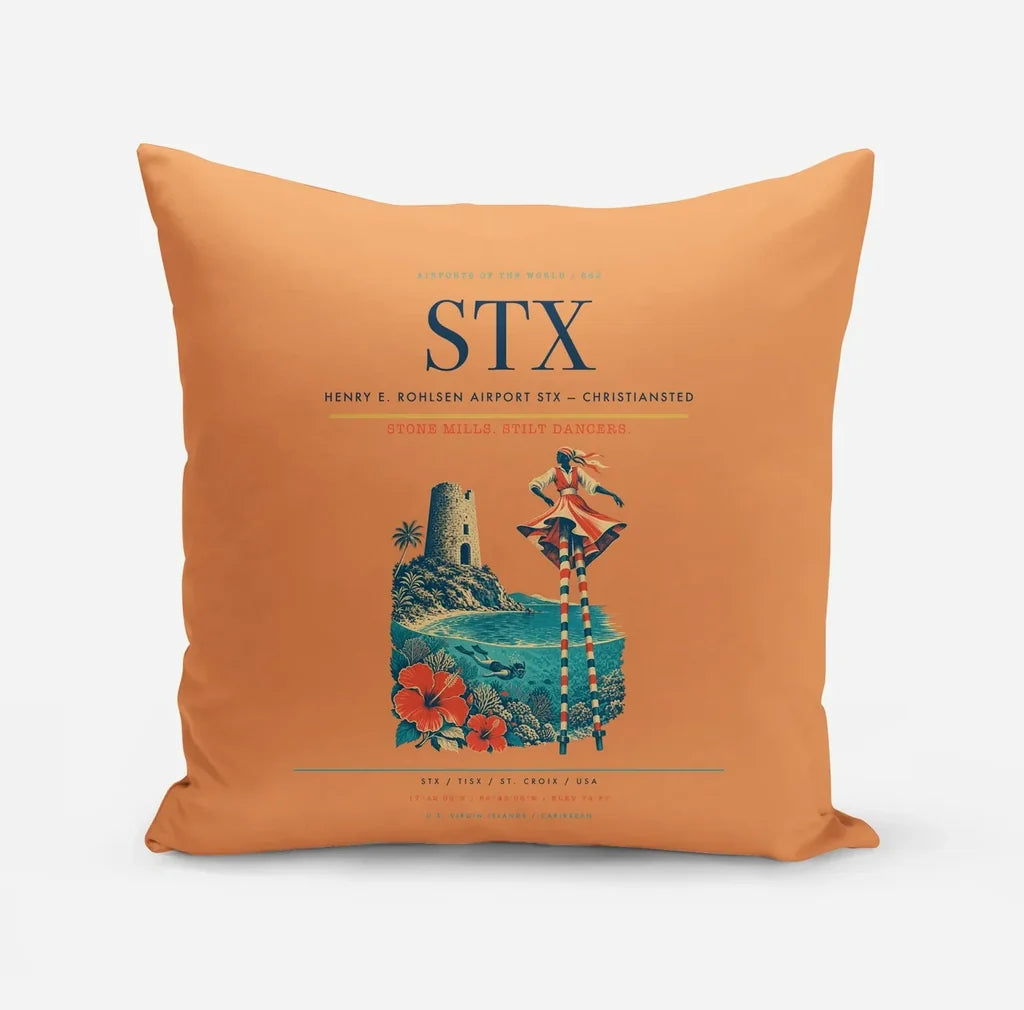 Henry E. Rohlsen Airport (STX) design on orange pillow