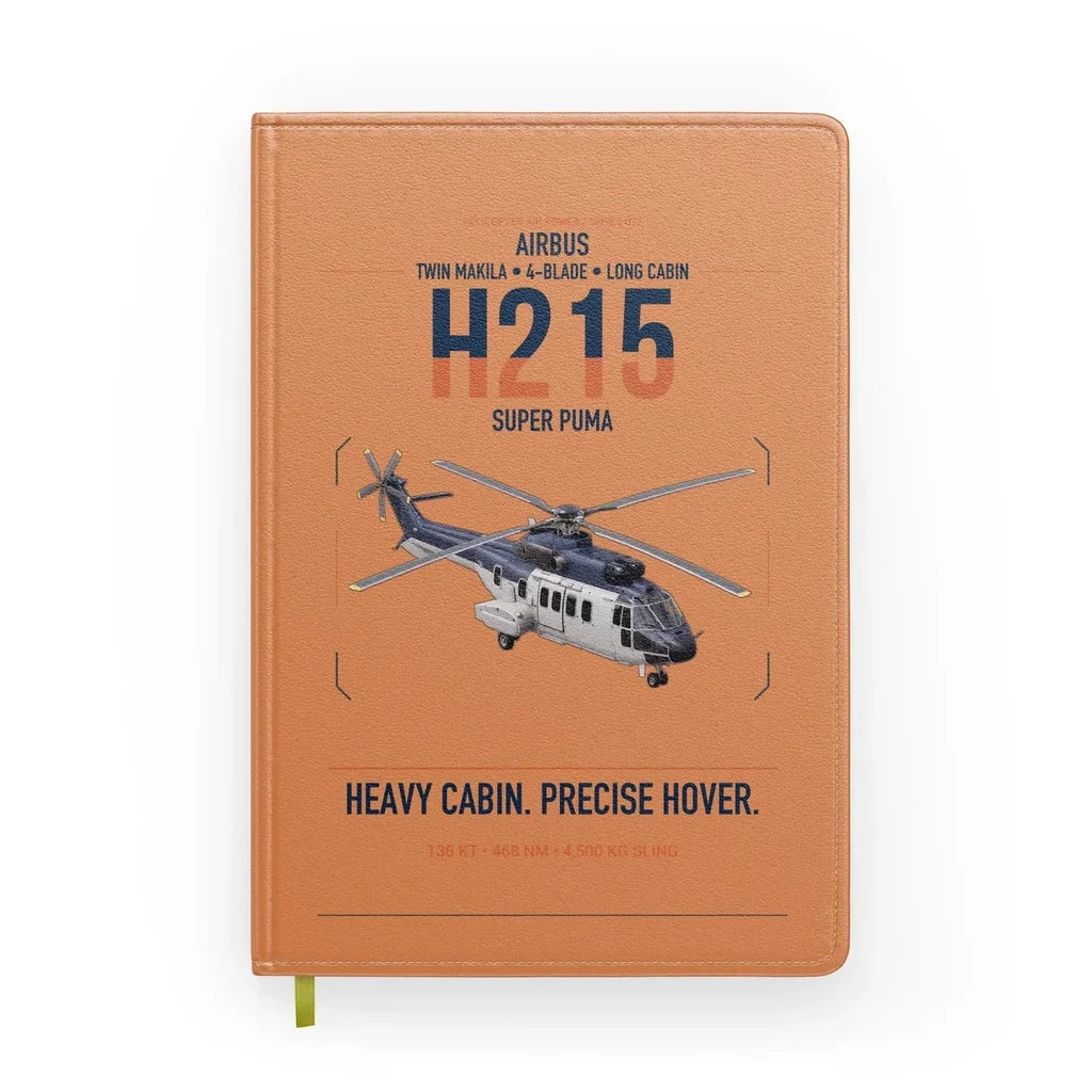 Airbus H215 design on orange notebook
