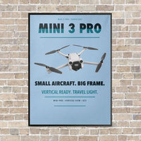 Thumbnail for DJI Mini 3 Pro vertical canvas print - framed - light blue background