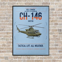 Thumbnail for Bell Canada CH-146 Griffon vertical canvas print - framed - light blue background