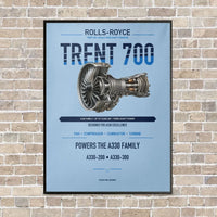Thumbnail for TRENT 700 vertical canvas print - framed - light blue background