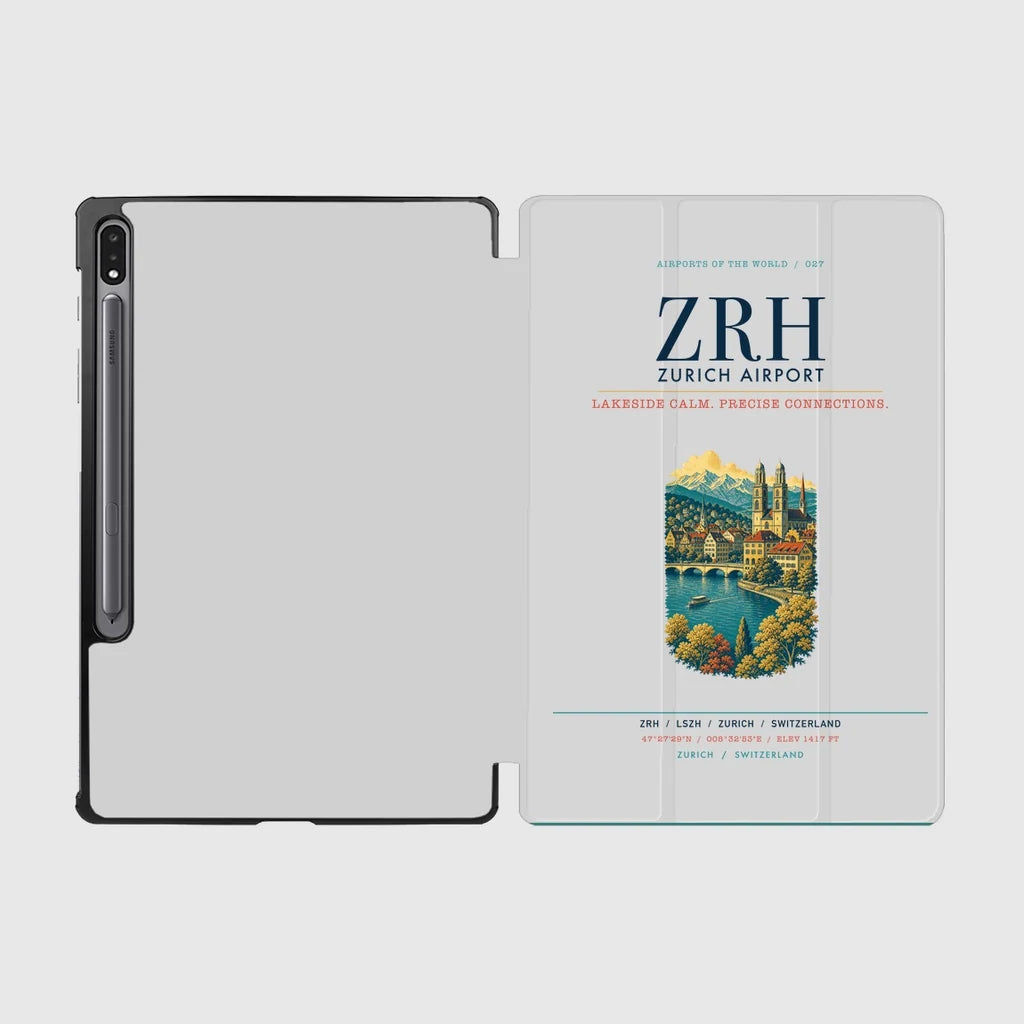 Zurich Airport (ZRH) design on light gray samsung tablet tablet case
