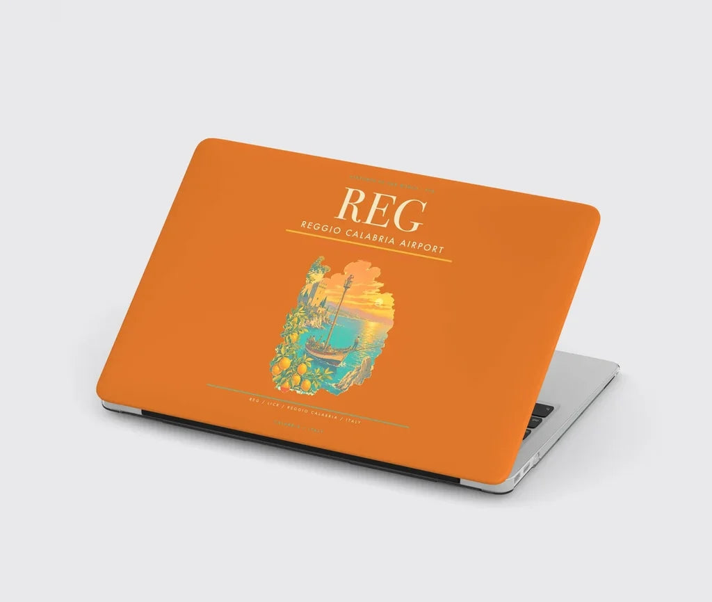 Reggio Calabria Airport (REG) design on orange MacBook case