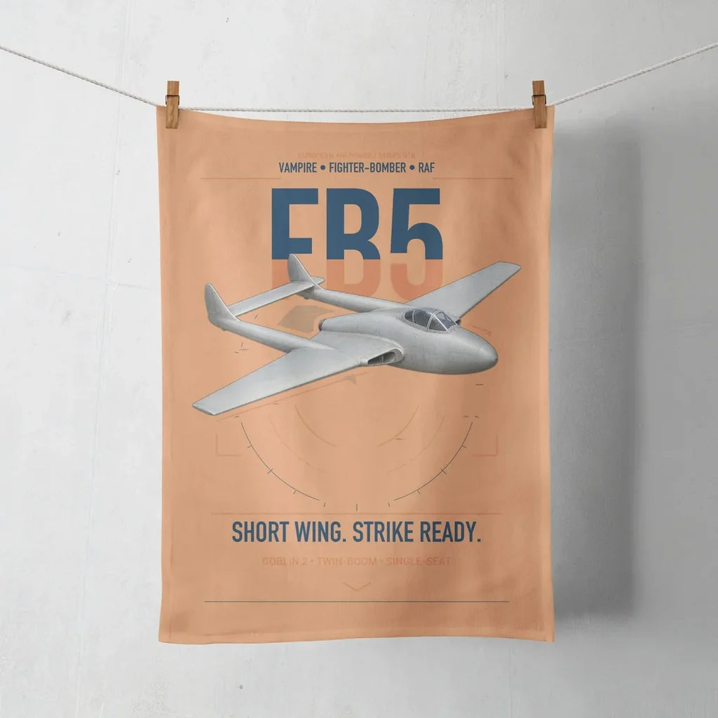 de Havilland Vampire FB5 design on orange towel