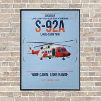 Thumbnail for Sikorsky S-92A vertical canvas print - framed - light blue background