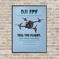 Thumbnail for DJI FPV vertical canvas print - framed - light blue background