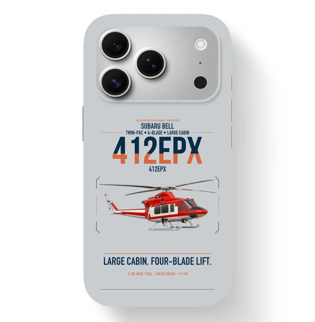 SUBARU Bell 412EPX design on light gray magsafe iphone case, for iPhone 17 Pro