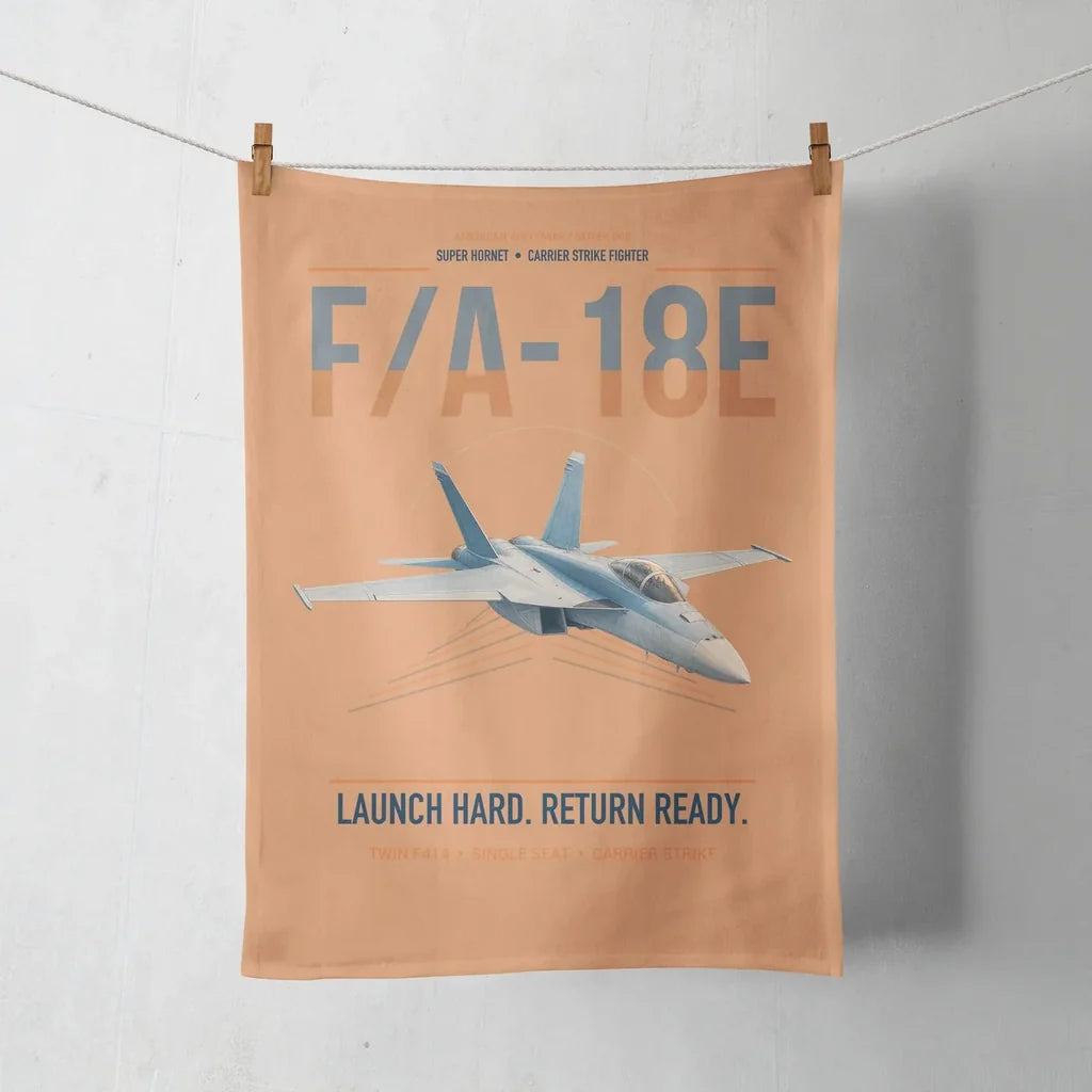 F-A-18E Super Hornet design on orange towel
