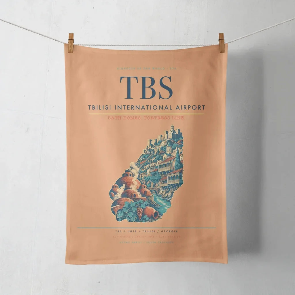 Tbilisi International Airport (TBS) design on orange towel