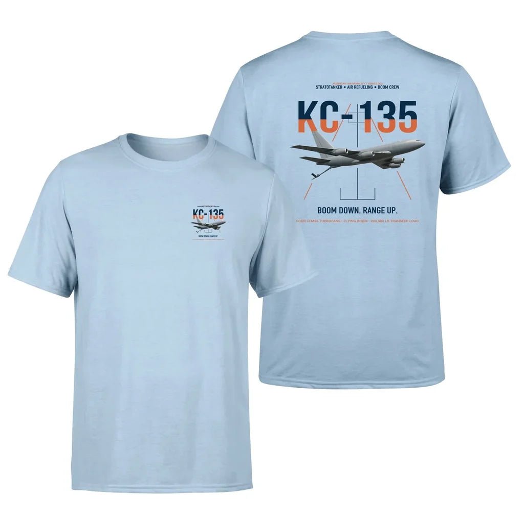 KC-135 STRATOTANKER design on light blue double-side t-shirt, double-side print