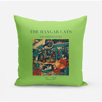 Thumbnail for VINTAGE G4137 - The Hangar Cats - Designed Pillows design on lightgreen