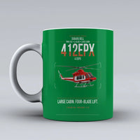 Thumbnail for SUBARU Bell 412EPX design on green ceramic mug, double-side print