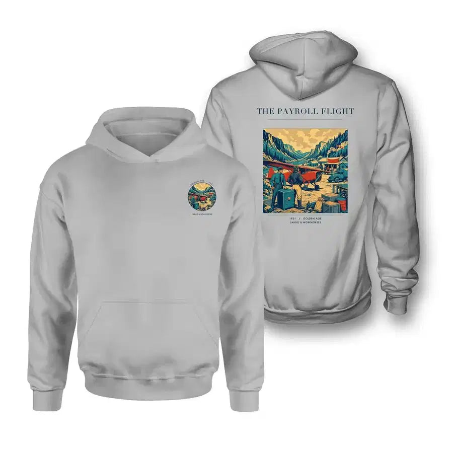 VINTAGE G4413 - The Payroll Flight - Double-Side Hoodie design on lightgray double side