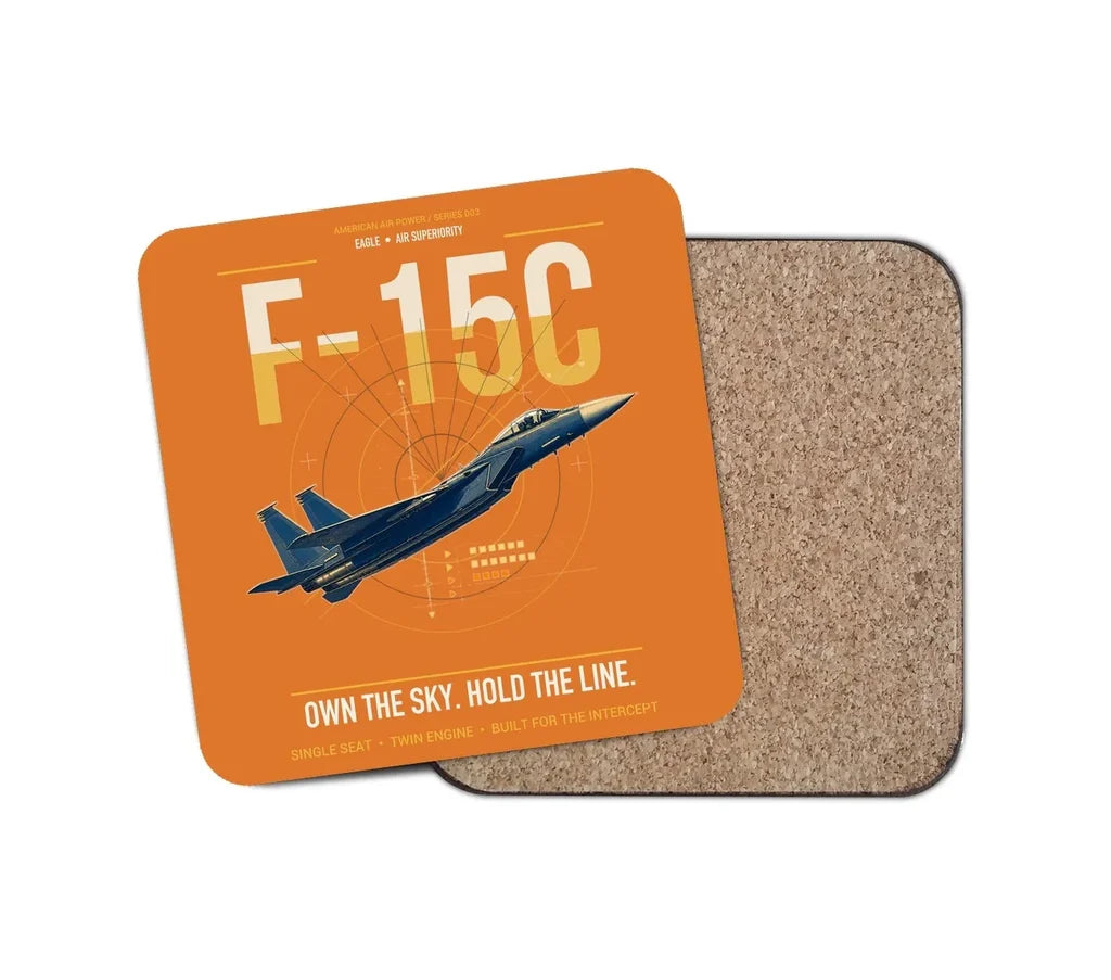 F-15C Eagle design on orange 1 piece coaster