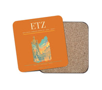 Thumbnail for Metz–Nancy–Lorraine Airport (ETZ) design on orange 1 piece coaster