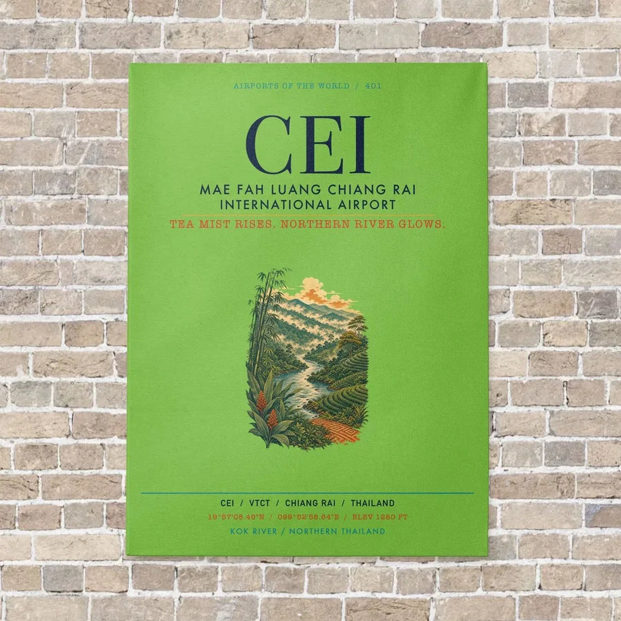 Mae Fah Luang Chiang Rai International Airport CEI vertical canvas print - no frame - light green background