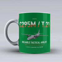 Thumbnail for Airbus C295M T.21 design on green ceramic mug, double-side print