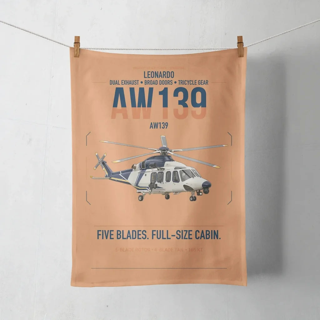 Leonardo AW139 design on orange towel