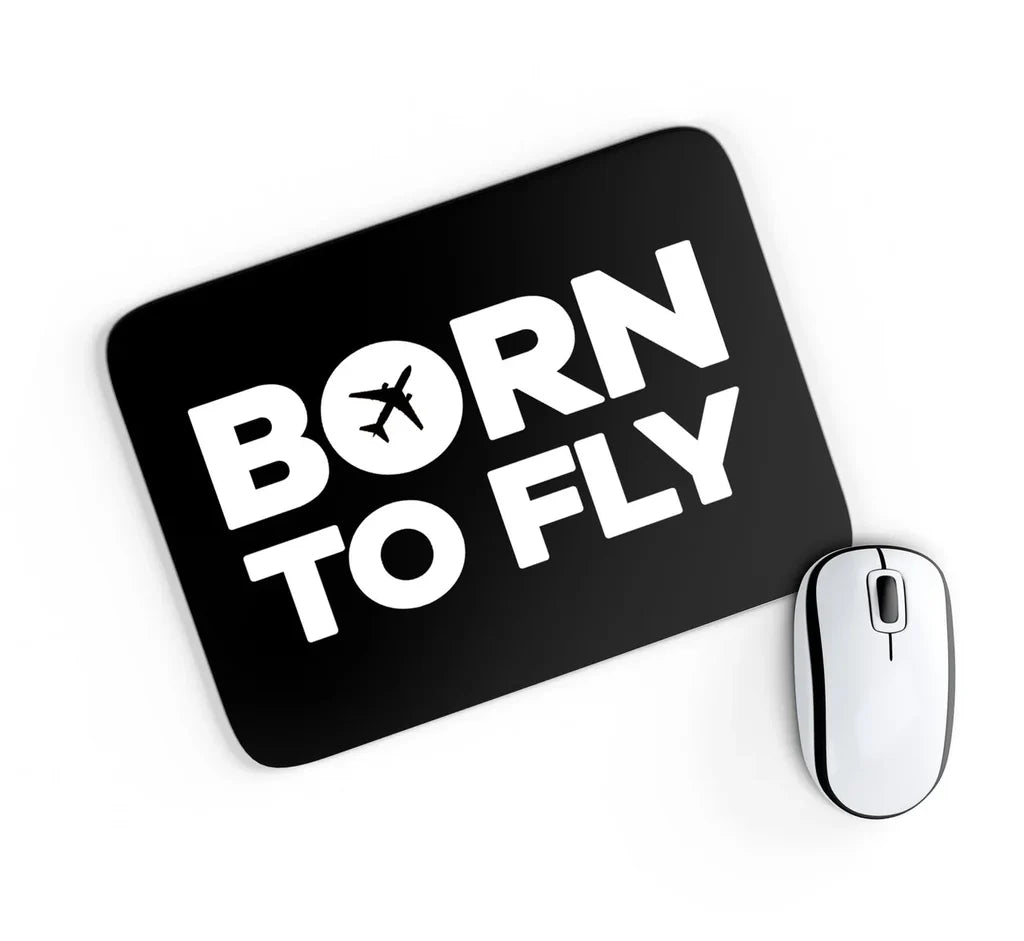 Born To Fly aviation design on neoprene with anti-slip base mouse pad.