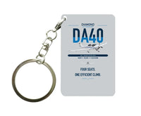 Thumbnail for Diamond DA40 design on light gray designed key chain, double-side print