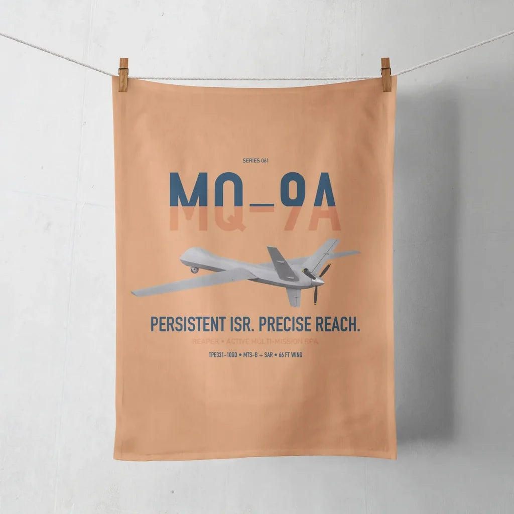 MQ-9A Reaper design on orange towel