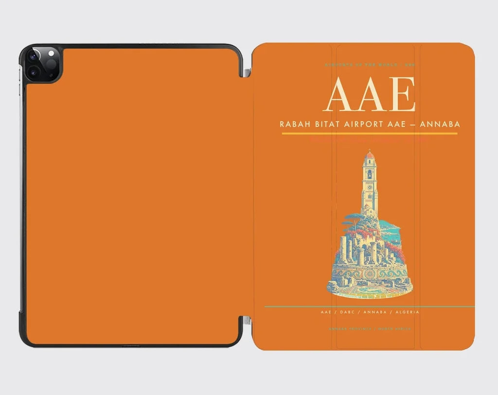 Rabah Bitat Airport (AAE) design on orange ipad tablet case