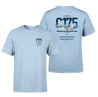 Thumbnail for Cessna 175 Skylark design on light blue t-shirt, double-side print