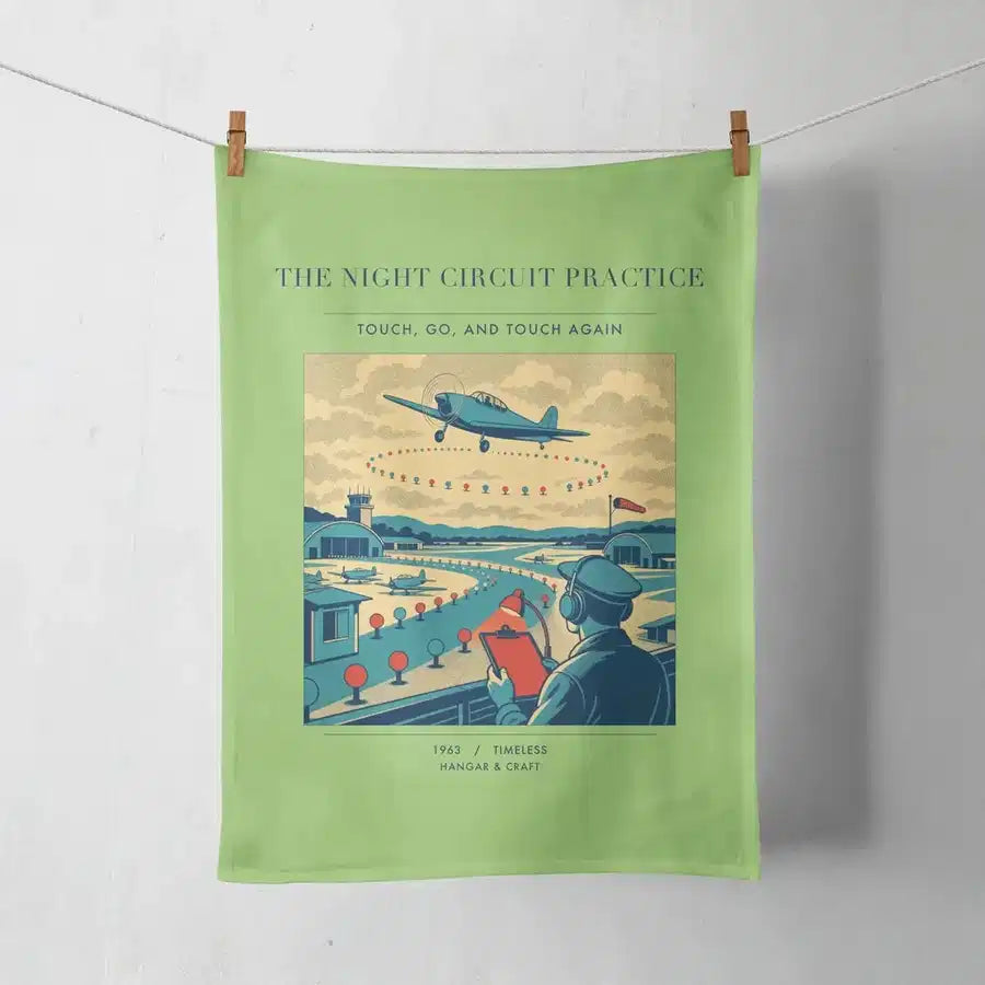 VINTAGE G4395 - The Night Circuit Practice - Designed Towels design on lightgreen