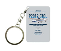 Thumbnail for Tecnam P2012 STOL design on light gray designed key chain, double-side print