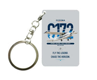 Thumbnail for Cessna 172 Skyhawk design on light gray designed key chain, double-side print