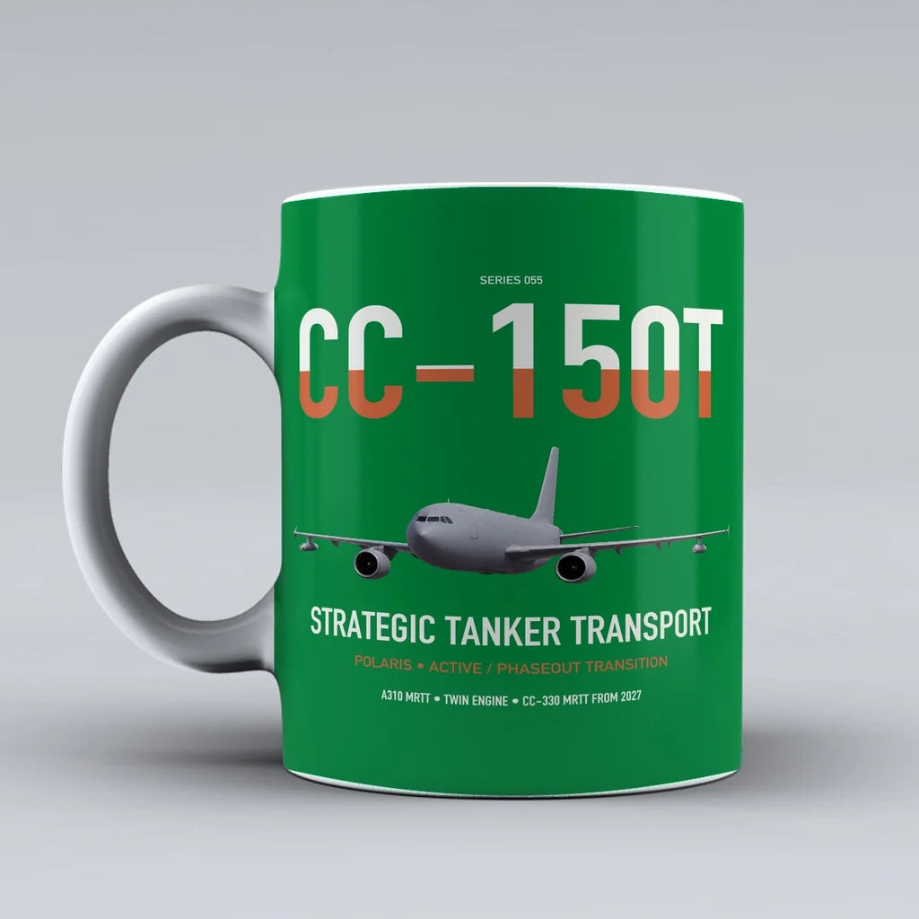 Airbus CC-150T Polaris design on green ceramic mug, double-side print