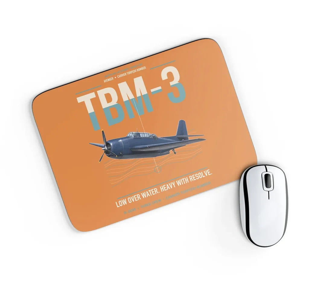TBM-3 Avenger design on orange rectangle mouse pad