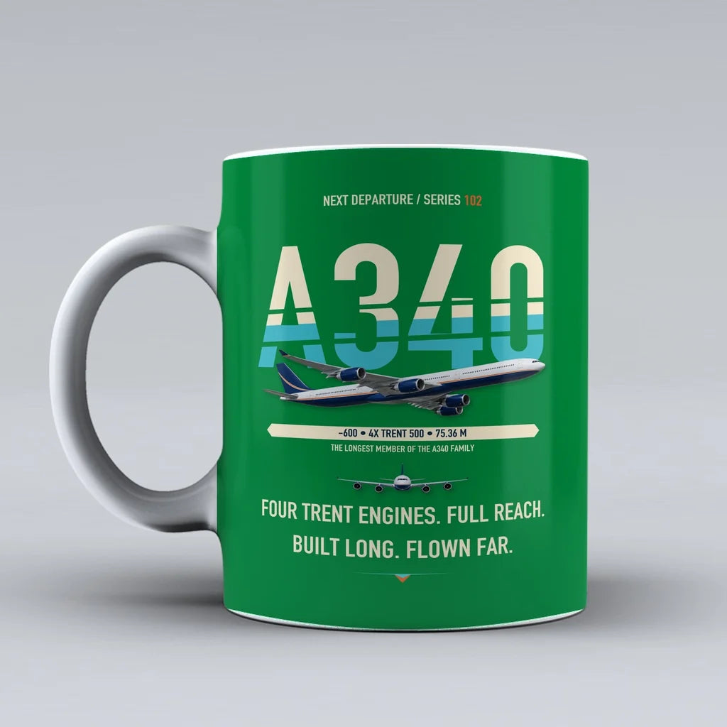 A340-600 Mug design on green airbus