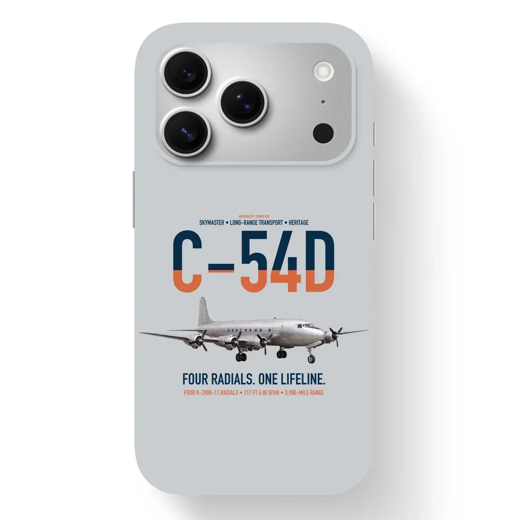 C-54D Skymaster design on light gray magsafe iphone case, for iPhone 17 Pro