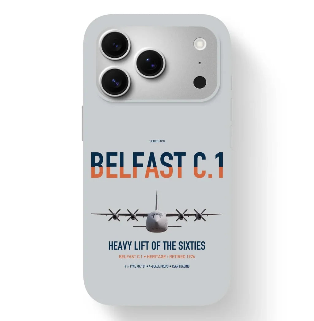 Short Belfast C.1 design on light gray magsafe iphone case, for iPhone 17 Pro