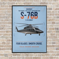 Thumbnail for Sikorsky S-76B vertical canvas print - framed - light blue background