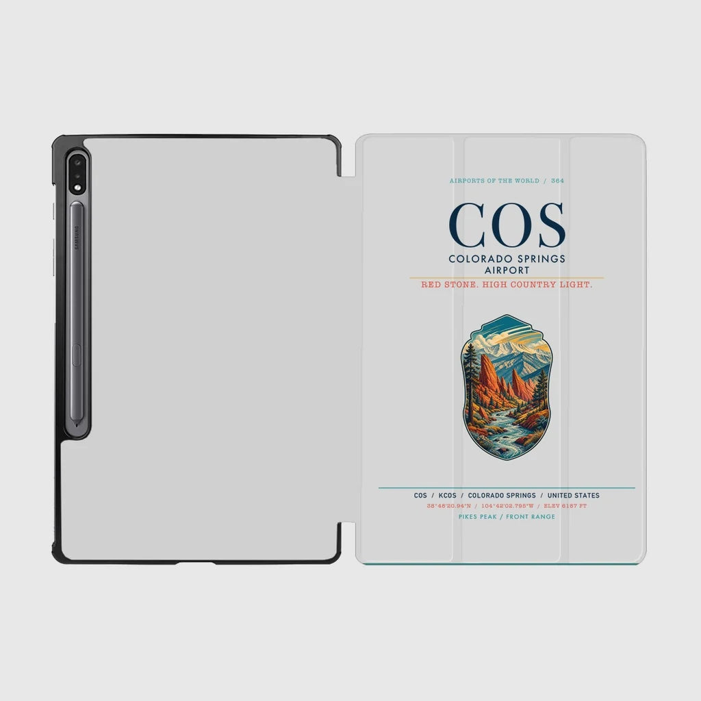 Colorado Springs Airport (COS) design on light gray samsung tablet tablet case