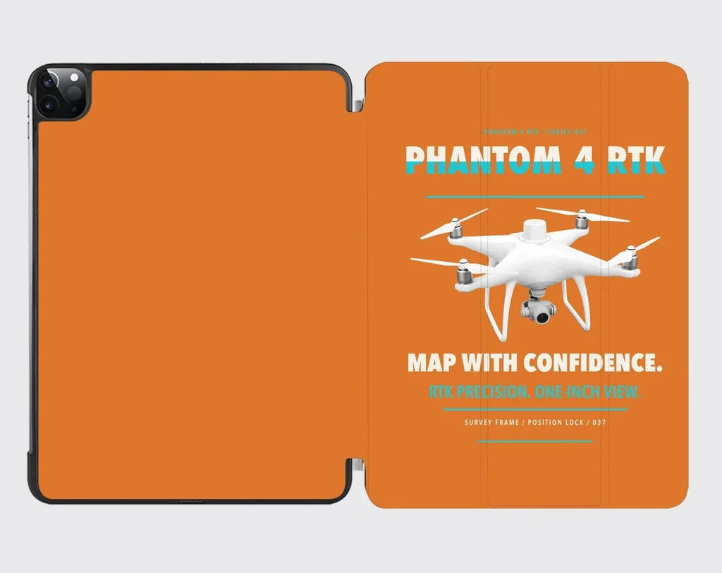 DJI Phantom 4 RTK design on orange ipad tablet case