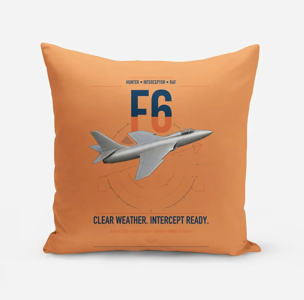 Hawker Hunter F6 design on orange pillow