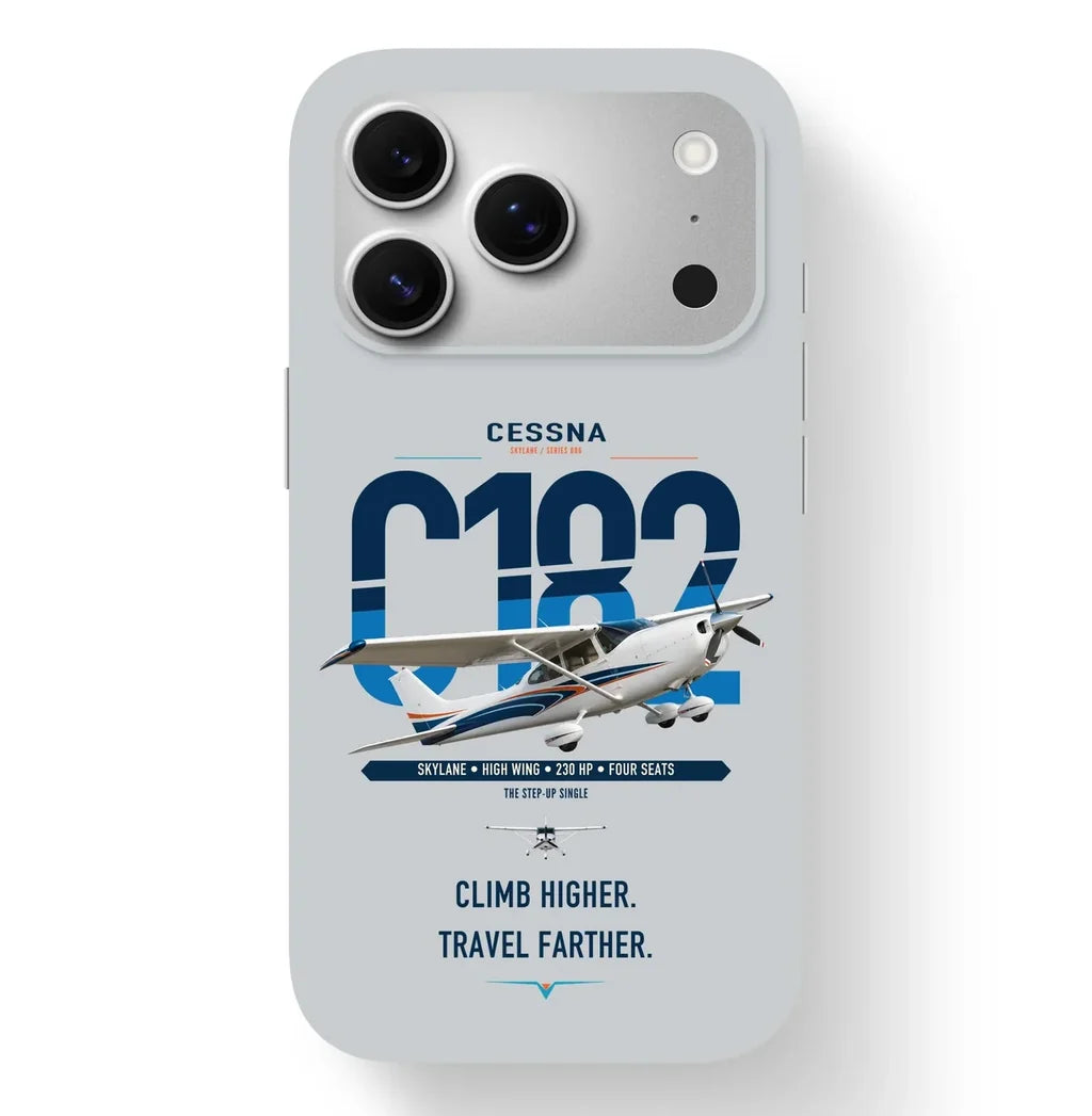 Cessna 182 Skylane design on light gray magsafe iphone case, for iPhone 17 Pro