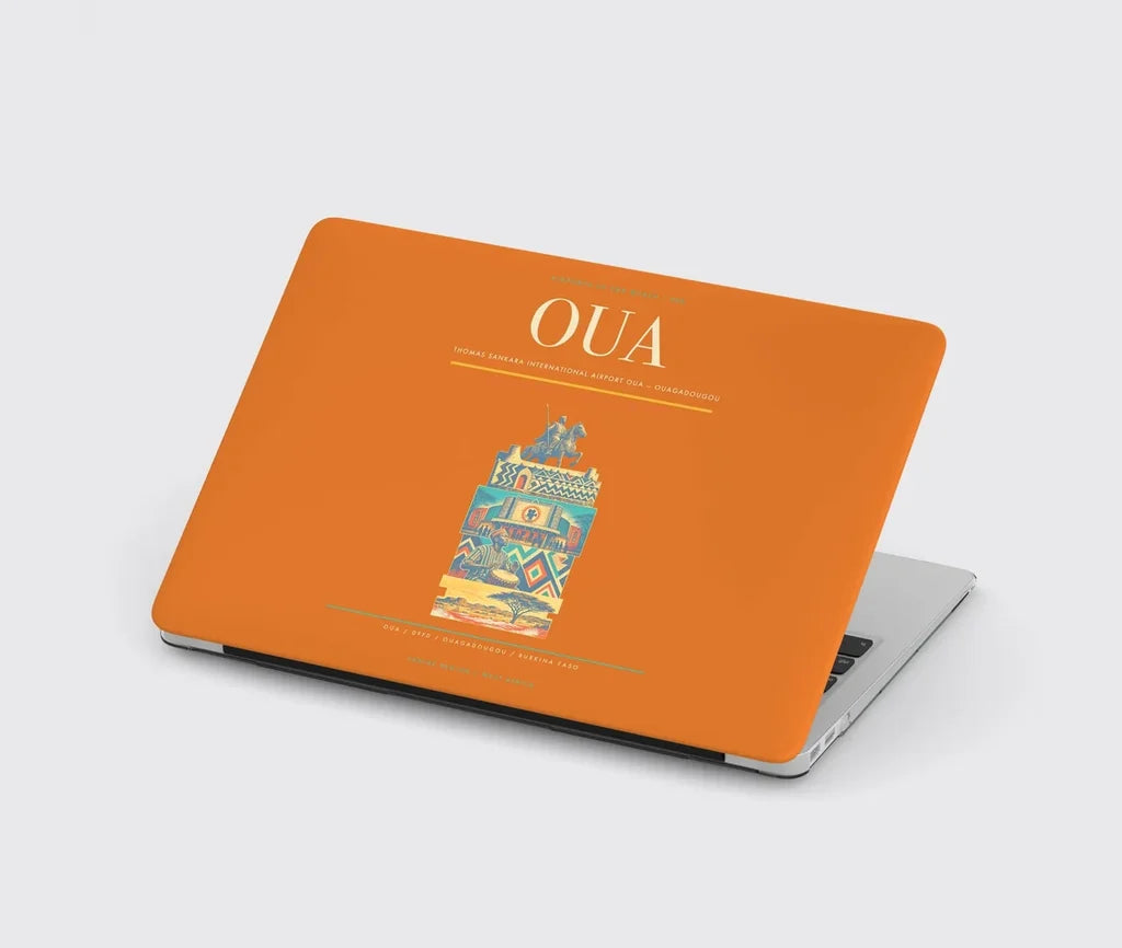 Thomas Sankara International Airport (OUA) design on orange MacBook case