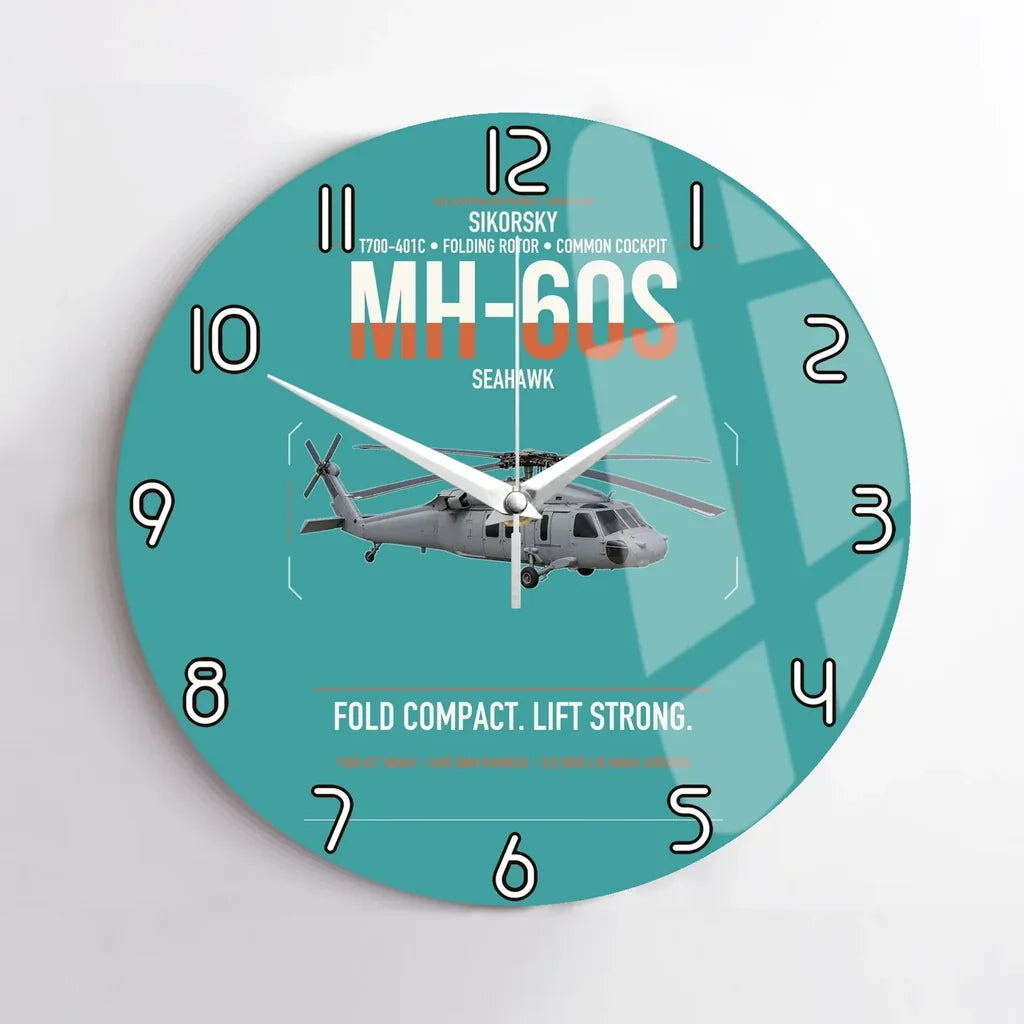 Sikorsky MH-60S Seahawk design on turquoise no frame wall clock