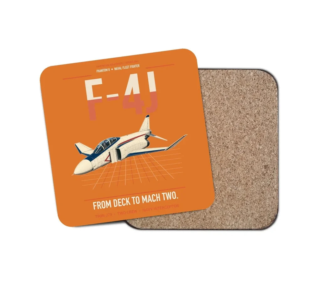 F-4J Phantom II design on orange 1 piece coaster