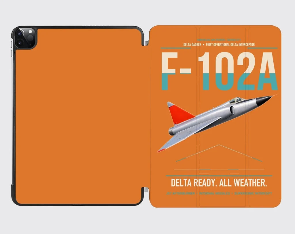 F-102A Delta Dagger design on orange ipad tablet case