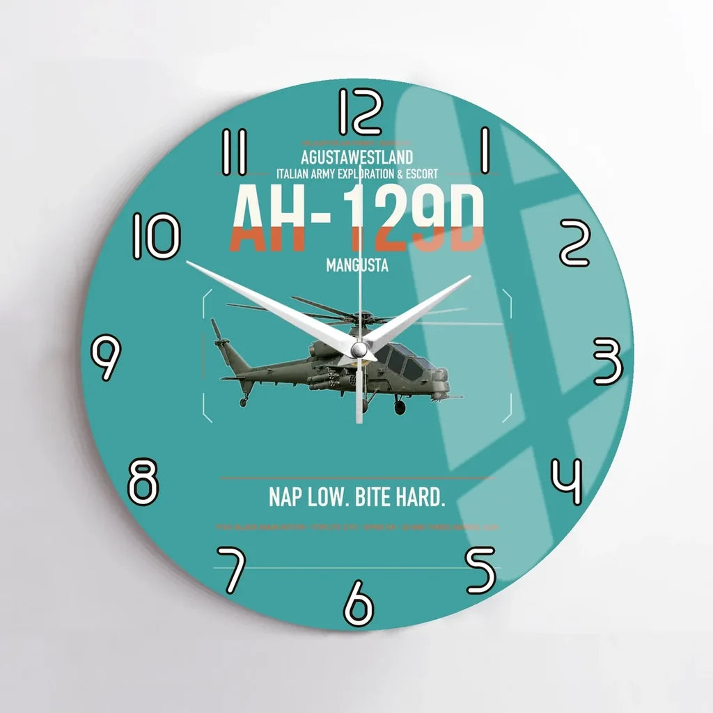 AgustaWestland AH-129D Mangusta design on turquoise no frame wall clock