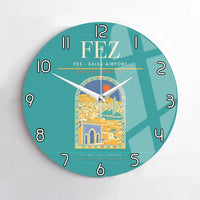 Thumbnail for Fes (FEZ) design on turquoise no frame wall clock