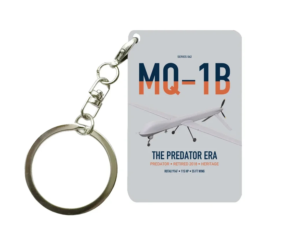 MQ-1B Predator design on light gray designed key chain, double-side print