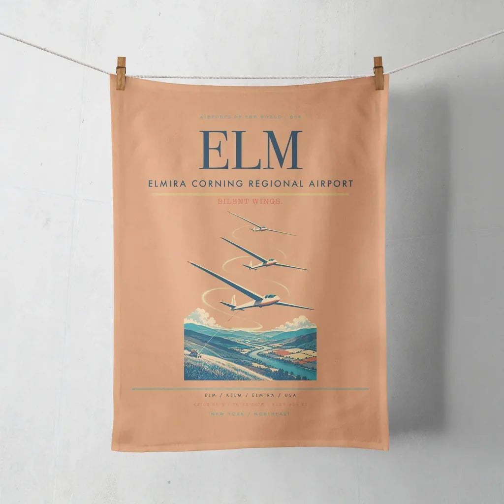 Elmira Corning Regional Airport (ELM) design on orange towel