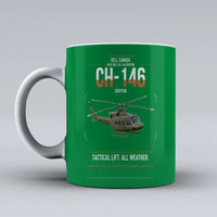 Thumbnail for Bell Canada CH-146 Griffon design on green ceramic mug, double-side print